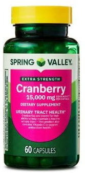 Generic Spring Valley Ultra Triple Strength Cranberry Dietary Supplement, 15,000 mg, 60 Count+ Sticker DRI Store.