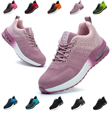Bawalon Chaussures de Securite Hommes Femmes Légère Basket de Securite Respirante Confortable Chaussure de Travail avec Embout en Acier 36-87 Violet EU 38