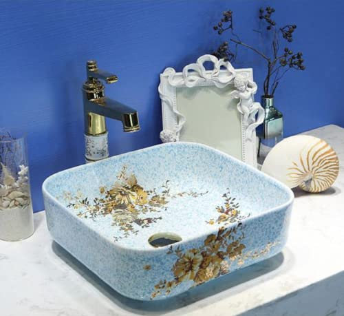 ROLTIN Countertop Basin Table Basin,Rectangle Ceramic Hand Washbasin,Home Bathroom Washbasin,Bathroom Sinks
