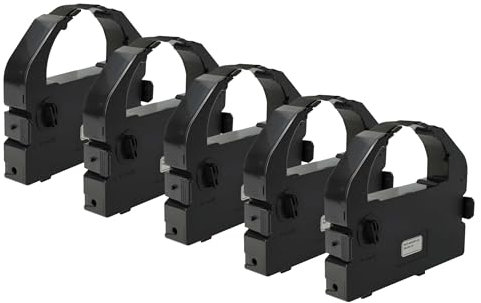 vhbw 5x Farbband Schriftband kompatibel mit Epson LQ 2550 Plus Color, LQ 670, LQ 680, LQ 680 Pro Nadeldrucker, Bondrucker - Schwarz