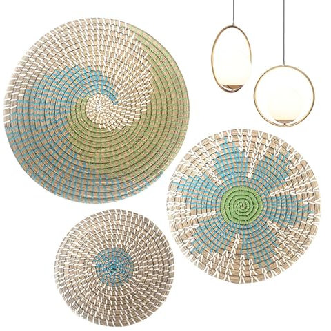 3 cesti intrecciati da parete – decorazione da parete in rattan | decorazione da parete rotonda da appendere in di mare intrecciata, cestino, cesto in tessuto fatto a mano, decorazione da