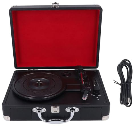 Giradischi Vintage, Giradischi Portatile per Valigia, Giradischi a 3 velocità, 2 Altoparlanti Integrati, Giradischi Bluetooth per Intrattenimento All'aperto e Decorazione Domestica