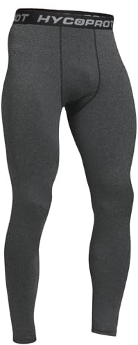 HYCOPROT Herr leggings löpning kompressionsbyxor baslager tight, Kolsvart, S