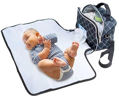 HUGBY Cambiador Bebé Portátil, Desmontable, Plegable e Impermeable - Con Dispensador de Toallitas, Bolsillos Amplios para Biberones, Pañales y Accesorios - Bolso Carro Bebé - Regalo Bebé