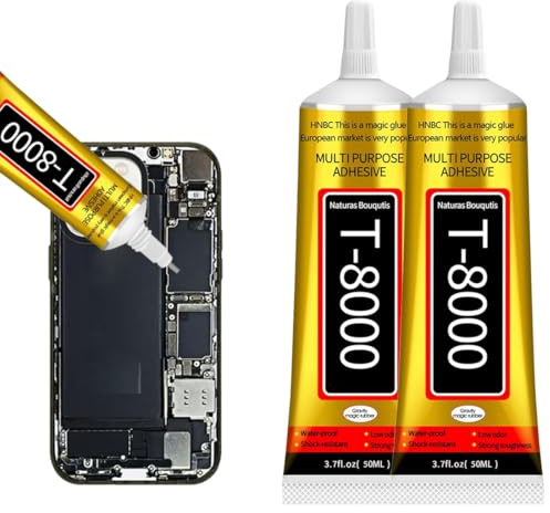 T8000 Handy-Display-Kleber, T8000 Kleber, Zielkleber für Smartphone-Display wasserdicht und farblich starke flexible Handwerk Klebstoff für Holz Glas Stoff Keramik Metall mehr #50 ml x 2