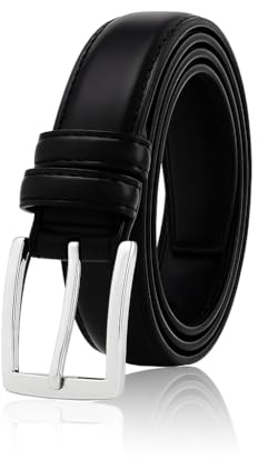 pawpoem Cinturones Hombre, Ancho 30 mm, Cinturón Hombre Elegante con Hebilla Resistente, Cinturón Negro Hombre Ajustable para Negocios, Trabajo, Casual y Eventos Formales