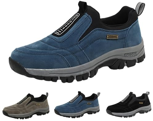 krxodiuoiy Zapatos ortopédicos para hombre, zapatos casuales, calzados para hombre, zapatos de trekking para hombre, zapatos de senderismo, antideslizantes, ligeros, cómodos, zapatos anchos, azul, 43