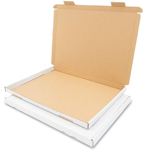 Förpackning stora brevlådor 350 x 250 x 20 mm stor brevkartong GB-2 DIN A4 B4 för varuförsändelser (innermått 340 x 245 x 17 mm) DHL GLS DPD vit fraktkartong bokförsändelse brev (300 stycken)