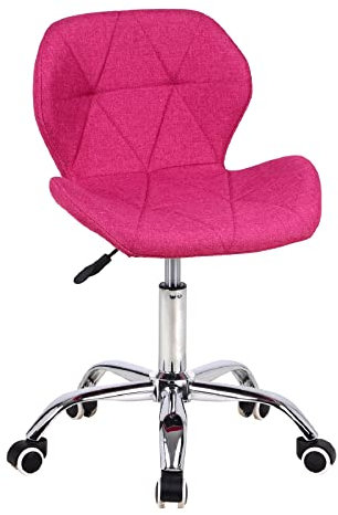 Modern Fabric Swivel Office Chair, Height Adjustable Padded Armless Desk Chair with Wheels for Home Office, Rose
