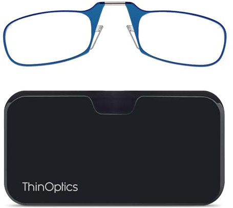 ThinOptics Gafas De Lectura 2.5 Con Montura Azul Y Estuche Universal Compacto - Gafas De Lectura 2.5 Con Montura Plegable Y Tecnología De Ajuste Flexible