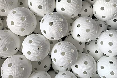 Fat Pipe Floorball Ball Set 24 Stück Team Edition - Unihockey Trainingsball Wettkampfball IFF geprüft - Lochball Ø 72 mm weiß - offizieller Spielball aus PE Kunststoff