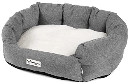 JAMAXX Hunde-Körbchen Bequem Weich, Wendekissen Waschbar Hundekorb Hundebett mit Komfort-Polsterung PDB2089 (M) 70x60 mid-Grey