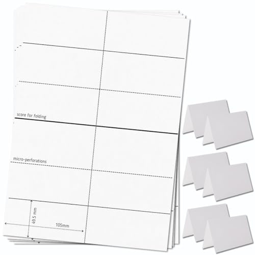 OfficeGear Small Tent Cards 6-up [250 Sheets - 1500 Bulk Pack] 49.5x105mm Printable A4 170gsm Scored Folding Table Top Name Place Cards for Hotels Weddings Conference Events Incl Design Template