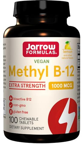 Jarrow Formulas, Methyl B12, 1.000mcg, 2 Giorni di Deposito, Gusto Limone, 100 Compresse Masticabili vegane, Testato in Laboratorio, Senza Glutine, Vegetariano, Senza Soia, Senza OGM