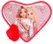 Depesche 12260 TOPModel One Love-Gefüllte Herz-Federtasche in Rot mit Model-Motiv und Glitzer, Federmäppchen mit Buntstiften, Schere, Lineal UVM, Pink