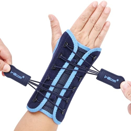 Willcom Handledsbandage för kvinnor och män, karpaltunnelsyndrom och smärtlindring handledsstöd, RSI, tendinit, stukningar, senskidinflammation, handledsskena (L, rekt)