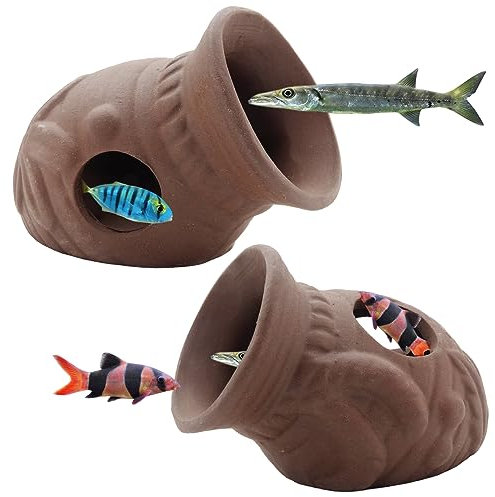 Molyorch 2 Pièces Ornamento Gamberetti Ceramica Acquatica, Decorazione in Ceramica Acquario, Decorazione in Ceramica Acquario, per Acquario, Decorazione Dell'acquario, Decorazioni Paesaggistiche