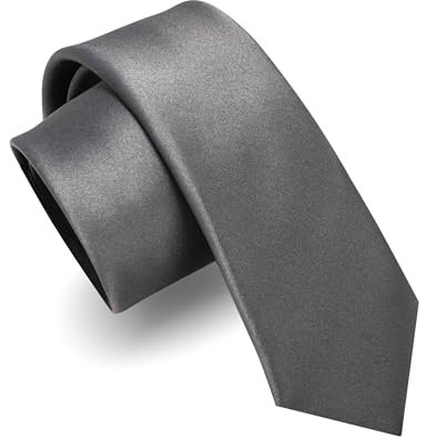 JEMYGINS Schmale Herren Matte Krawatte einfarbig in verschiedenen Farben 6cm dunkelgrau