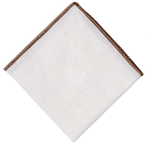 Hell Blues Premium Linen Pocket Square for Men, Off-white with Colored Embroidered Edge Mens Pocket Squares