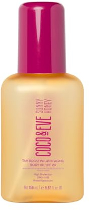 Coco & Eve Tan Boosting Anti-Aging Body Oil SPF20 - Tanning Accelerator Spray, UVA UVB Sun Protection | Moisturizing Outdoor Bronzing Enhancer with Natural Ingredients, Antioxidants (5.07 Fl Oz)