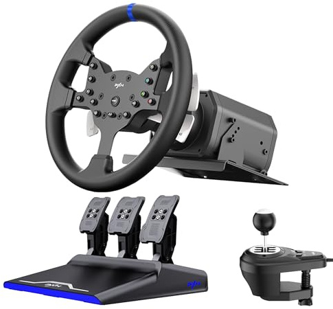 PXN-V99 Racing wheel, 3nm force feedback gaming Racing wheel, 270/900° Dismantle, with Hall magnetic induction pedal, 6+1 gear shift rod steering wheel for PS4/PS3/ Xbox One/Series X/S/PC(7/8/10/11）