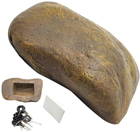 Scatola portachiavi in pietra artificiale - Pietra con scomparto segreto | Nascondi una chiave di ricambio finta pietra | Scatola per chiavi in pietra | Scatola di blocco per chiavi in pietra finta