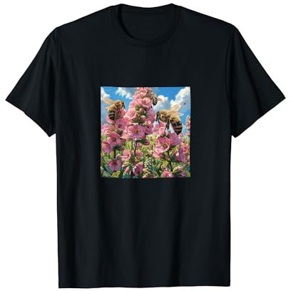 Bergenia Flower Blooming With Bees Around Graphic T-Shirt