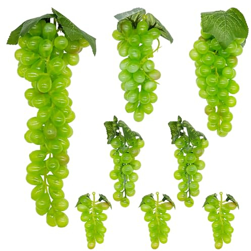 Woohome 8 Uva Artificiale Realistico, Verde Uva Artificiale Grappoli di Simulazione, Uva Nera Artificiale per Decorazione del Vino, Puntelli di Frutta Artificiali