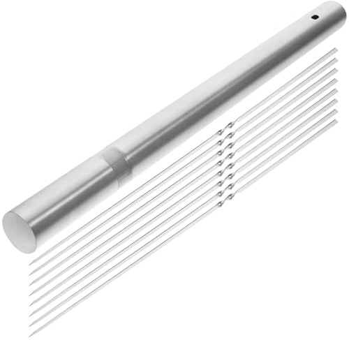 COHEALI Set 40 Spiedini Piatti in Acciaio Inox 35 Cm Antiscivolo per Barbecue Grigliate All’aperto, Utensili da Cucina per Viaggi e Campeggio