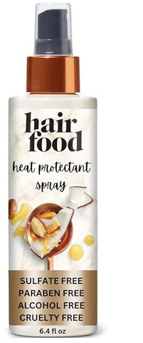 Hair Food Coconut & Argan Oil Heat Protectant Leave-In Spray for All Hair Types, 450°F Heat Protection, Sulfate-Free, Paraben-Free, Dye-Free, Alcohol-Free, Adds Shine, 6.4 Fl Oz