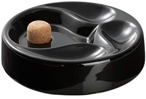 Pfeifenascher mit Abklopfer und 2 Pfeifenablagen in Schwarz, Keramik II