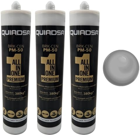 Hybrid Montagekleber 290ml | Klebstoff für Beton, Holz, Metall & Fliesen | MS Polymer Kleber | Metallkleber | PVC Kleber | wasserfest | schnellhärtend | versch. Farben (3, grau)