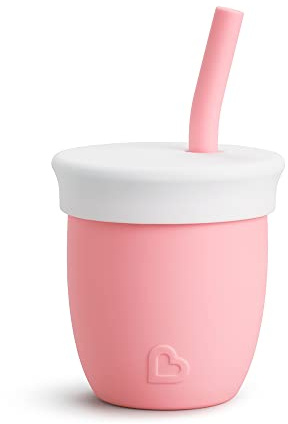 Munchkin C’est Silicone! Open Training Cup with Straw | Ideal Transition Sippy Cup | Babies and Toddlers 6 Months+ | Free Flow Sippy Cup to Straw Cup for Baby and Toddler Weaning |120 ml | Coral