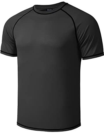 Maglietta da uomo taglie forti, da nuoto, Rash Guard da uomo, protezione da spiaggia, a maniche corte, extra lunga, oversize, da uomo, grigio., 4XL