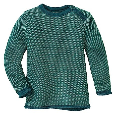 Melange-Pullover Baby & Kleinkind - 100% Bio-Merino – atmungsaktiv & warm - Unisex Gr. 50-104 - nachhaltig & fair – dehnbar mit Knopfverschluss - Made in Germany | Pacific-Mint Gr. 98-104