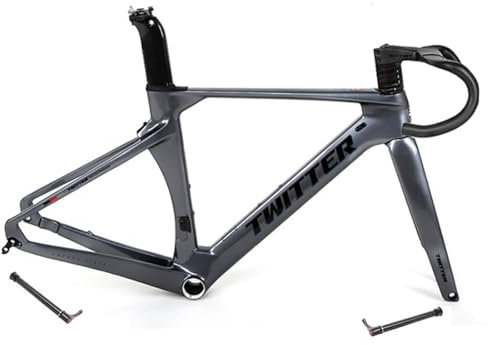 HIMALO 700C Carbon Rennrad Rahmensatz 46/48/50/52/54/56cm Rennrad Rahmen Scheibenbremse 100mm/142mm Steckachse Rahmen 90x420mm Lenker Interne Verlegung (Color : Dark Gray, Size : 46CM)