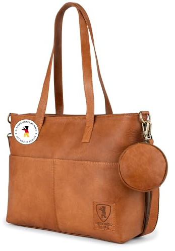 Berliner Bags Julia Borsa da Lavoro Donna in Pelle di Alta Qualità, Borsa a Spalla Capiente con Scomparto per Laptop da 14”, Ideale per Ufficio e Uso Quotidiano – Marrone