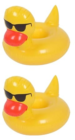 RmKbe Lot de 2 porte-boissons gonflables en forme de canard pour piscine, flotteurs flottants, accessoires pour piscine, fête