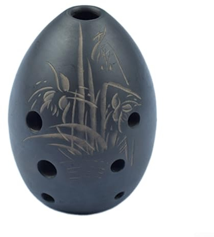 Instrumento musical de flauta negra pintada a mano, 8 agujeros de arcilla de ocarina Xun, perfecto para principiantes