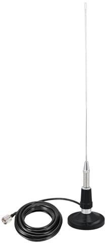 Bingfu Antenna Radio Mobile Veicolo Auto VHF 136-174 MHz, 50 cm, Base Magnetica, Connettore PL259, Cavo Coassiale 5 m, per Radiocomunicazione Bidirezionale e Dispositivi Radio Amatoriali​