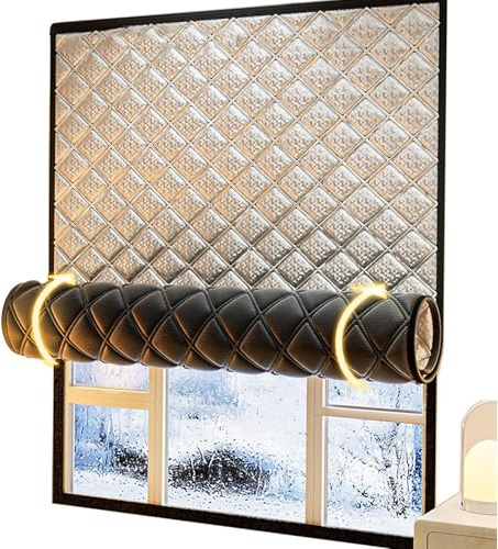 Générique Kit D'isolation Thermique pour Fenêtres d'hiver,Film Isolant+Rideau Thermique,Isolation Thermique Et Phonique,pour Fenêtres Et De Balcon,Installation Facile sans Perçage,Gris,W55XH95cm
