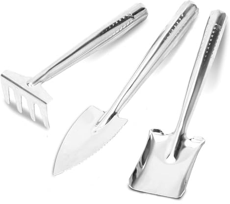 Trädgårdsspad 3-pack trädgårdsredskapsset silver flera storlekar