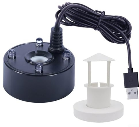 Startbuymore 4 LEDs Fog Maker Fogger Humidifier Nebulizer for Water Fountain Pond Colourful LED Display 300ml per Hour Mist Output Compact Plastic Housing (Black)