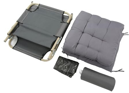 Jiawu Hopfällbar Säng, 4 Män Belastningskapacitet Ingen Montering Camping Hopfällbar Säng, Vilstol med Tjock Pärldyna och Kudde för Utomhuspool och Uteplats Campingturer (Grå)