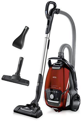 AEG VX9-2-CR-A Staubsauger mit Beutel (Ideal für Haustierbesitzer und Allergiker, nur 65 db(A), inkl. Zusatzdüsen, 12m Aktionsradius, 5l Staubbeutelvolumen, 850W, waschbarer Allergy Plus Filter, rot)