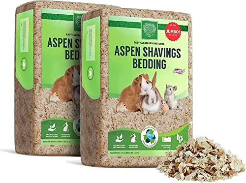 Small Pet Select Premium Natural Aspen Bedding, Animal Bedding for Small Indoor and Outdoor Pets, Made in the USA, Jumbo Size 282 L (2 Pack, 141 L Each)