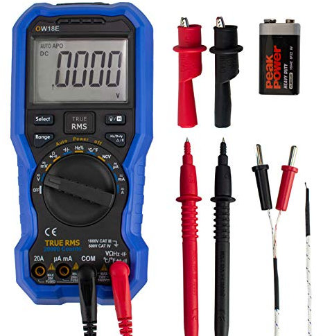OWON OW18E Bluetooth Digital Multimeter 20000 Counts Ohmmeter Auto-ranging Tester, Voltmeter with Backlight LCD Test Leads,Portable Multi Testers Measures Current Resistance,T-Rms NCV Data Logger