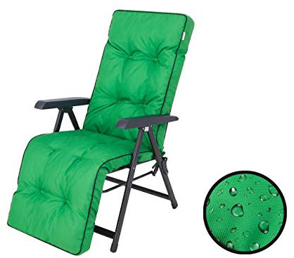 HOBBYGARDEN Gartenstuhlauflagen Hochlehner mit Kopfteil - Stuhlkissen für Gartenstühle und Klappstühle – Robust Stoff - Sonnenliegenkissen - Auflagen mit extra hohem Komfort 50x160 cm - Grün