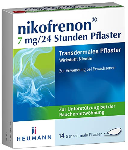nikofrenon 7 mg/24 Stunden Pflaster - Nikotin-Pflaster zur Unterstützung der Raucherentwöhnung, mindert Entzugserscheinungen bei Nikotin-Abhängigkeit, transdermale Pflaster, 24h Wirkung, 14 St
