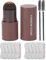 Kit de Tampons à Sourcils Imperméable Longue Durée, Ensemble de Poudre et Crayon à Sourcils avec 10 Pochoirs Brun Naturel
